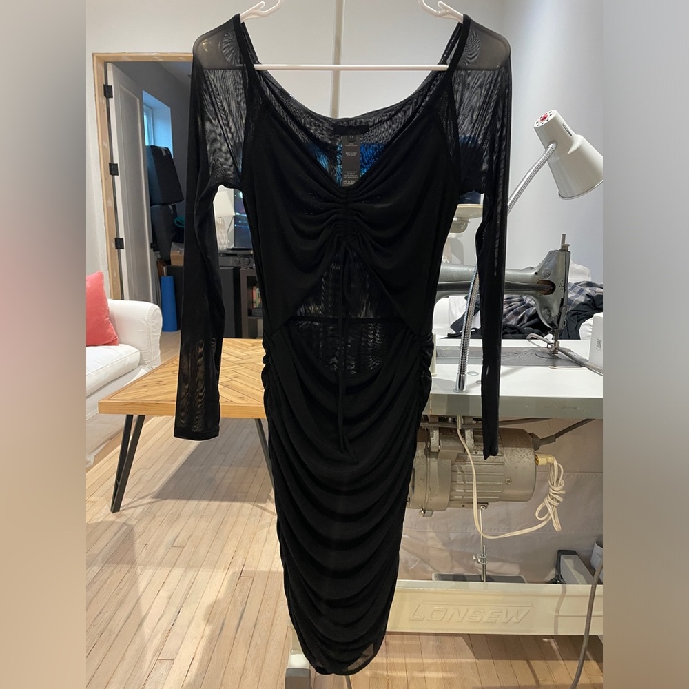 h:ours Black Mesh Mini Dress size M